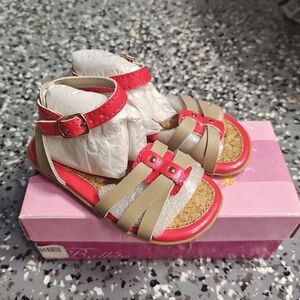 Jumping Jacks Balleto Olivia Sandal Fuchsia Pink Orange Tan Coral‎ Toddler 7
